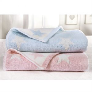 Star Chenille Baby Blanket – Blue or Pink – Mudpie