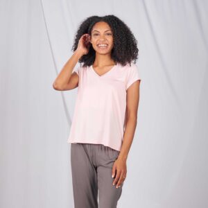 Faceplant Dreams Bamboo Short Sleeve Pajama Shirt – Blush Pink